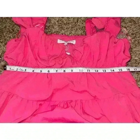 Endless Rose Ruffled Sweetheart Flounced Tiered Mini Dress Pink NWT Size Small - Picture 8 of 8